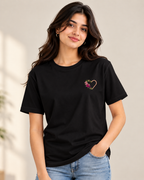 Unisex Supima Cotton Embroidery T-Shirt – Floral Heart