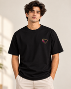 Unisex Supima Cotton Embroidery T-Shirt – Floral Heart