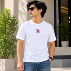 Unisex Crew Neck T-Shirt with Colorful Bird Embroidery