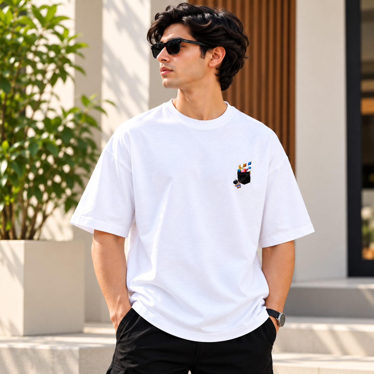 Unisex Terry Oversized T-Shirt with Artistic Embroidery