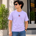 Unisex Crew Neck T-Shirt with Colorful Bird Embroidery