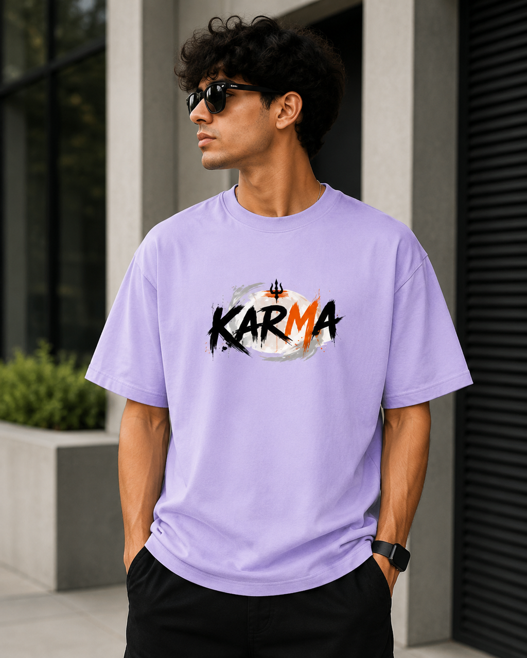 Men's Karma Typography  Oversized Classic T-Shirt