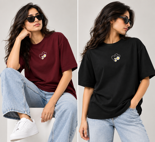 Embroidery Unisex Oversized Classic T-Shirt