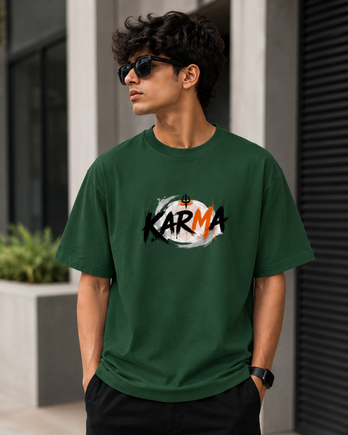 Men's Karma Typography  Oversized Classic T-Shirt