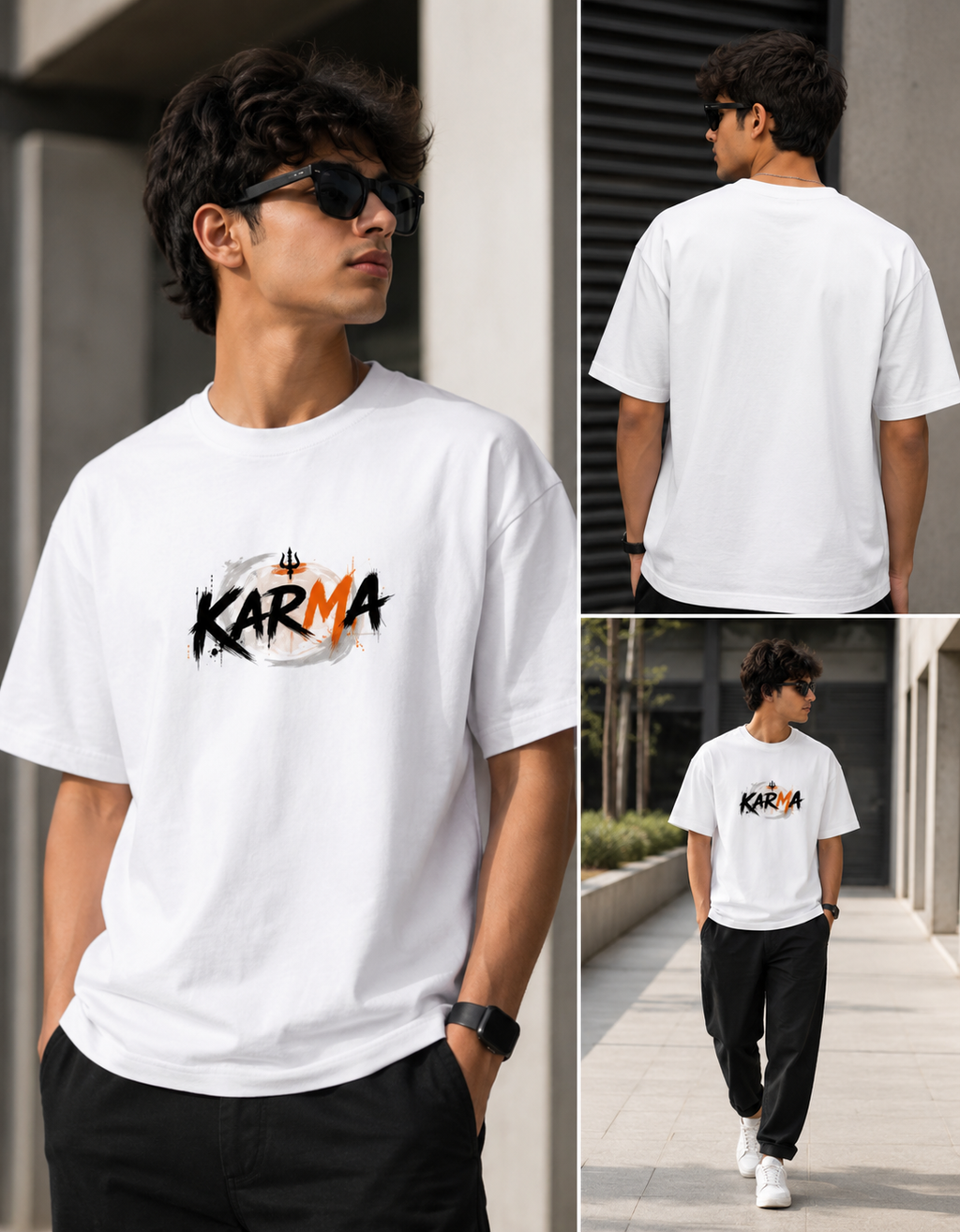 Men's Karma Typography  Oversized Classic T-Shirt